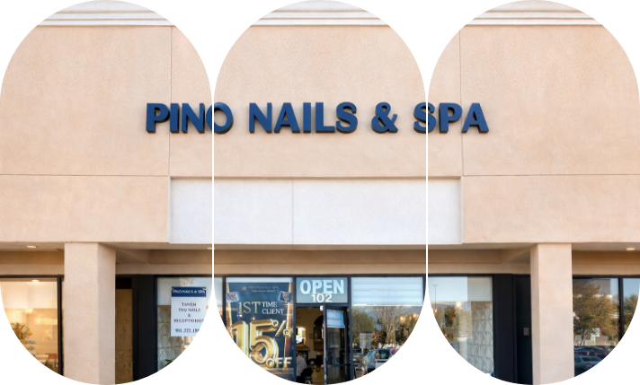 Professional nail technician working on client at Pino Nails & Spa